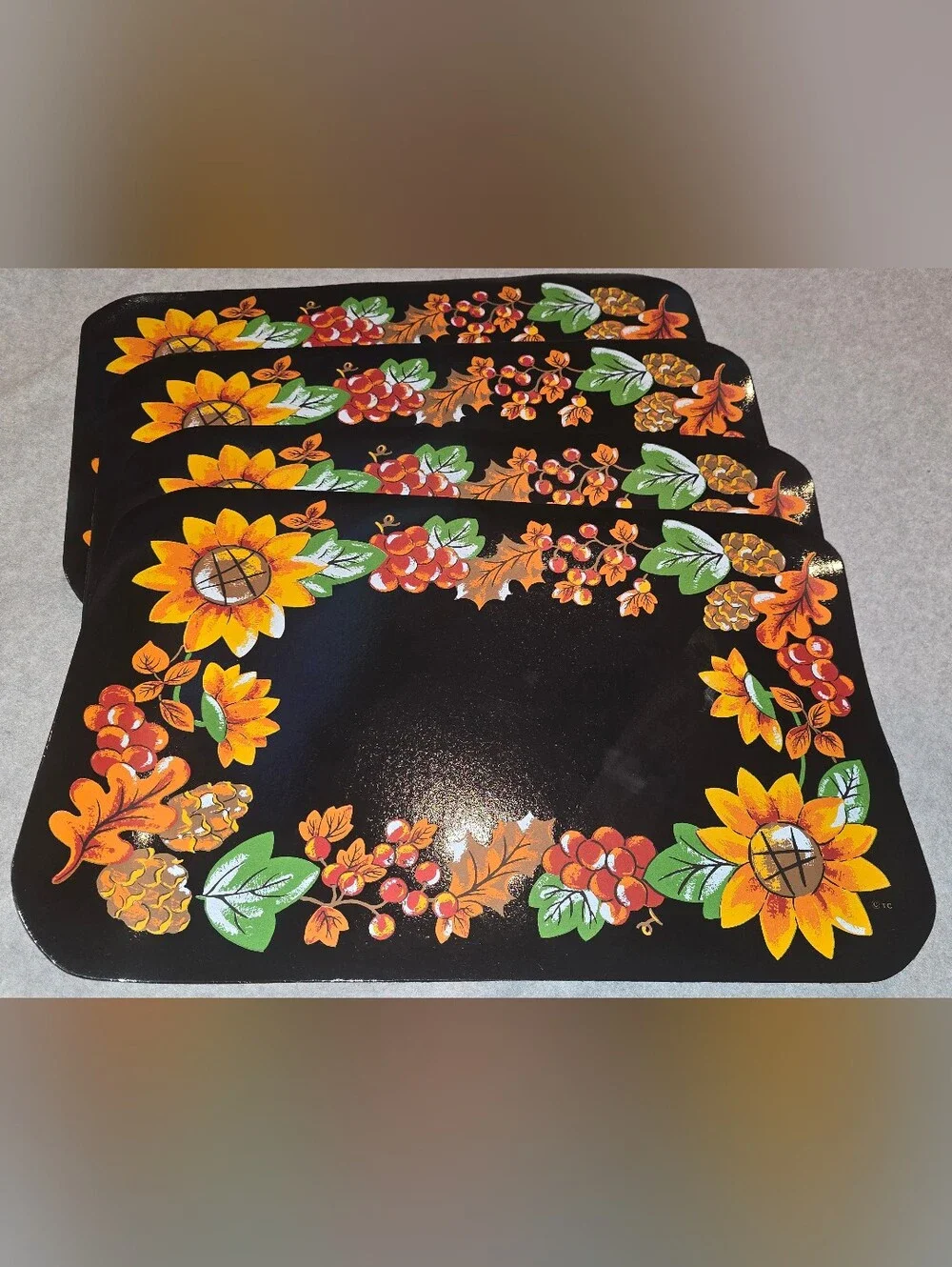 Vintage Autumn Fest Sunflower Vinyl Placemats